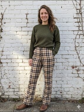 90s Grunge Vintage Junior‎ Plaid High-Rise Straight Leg Pants  Dark Academia